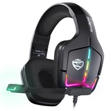 Soulbytes S12 gaming headset with dynamic RGB lighting, 50mm drivers, and noise-canceling mic for PS5, Xbox, and PC