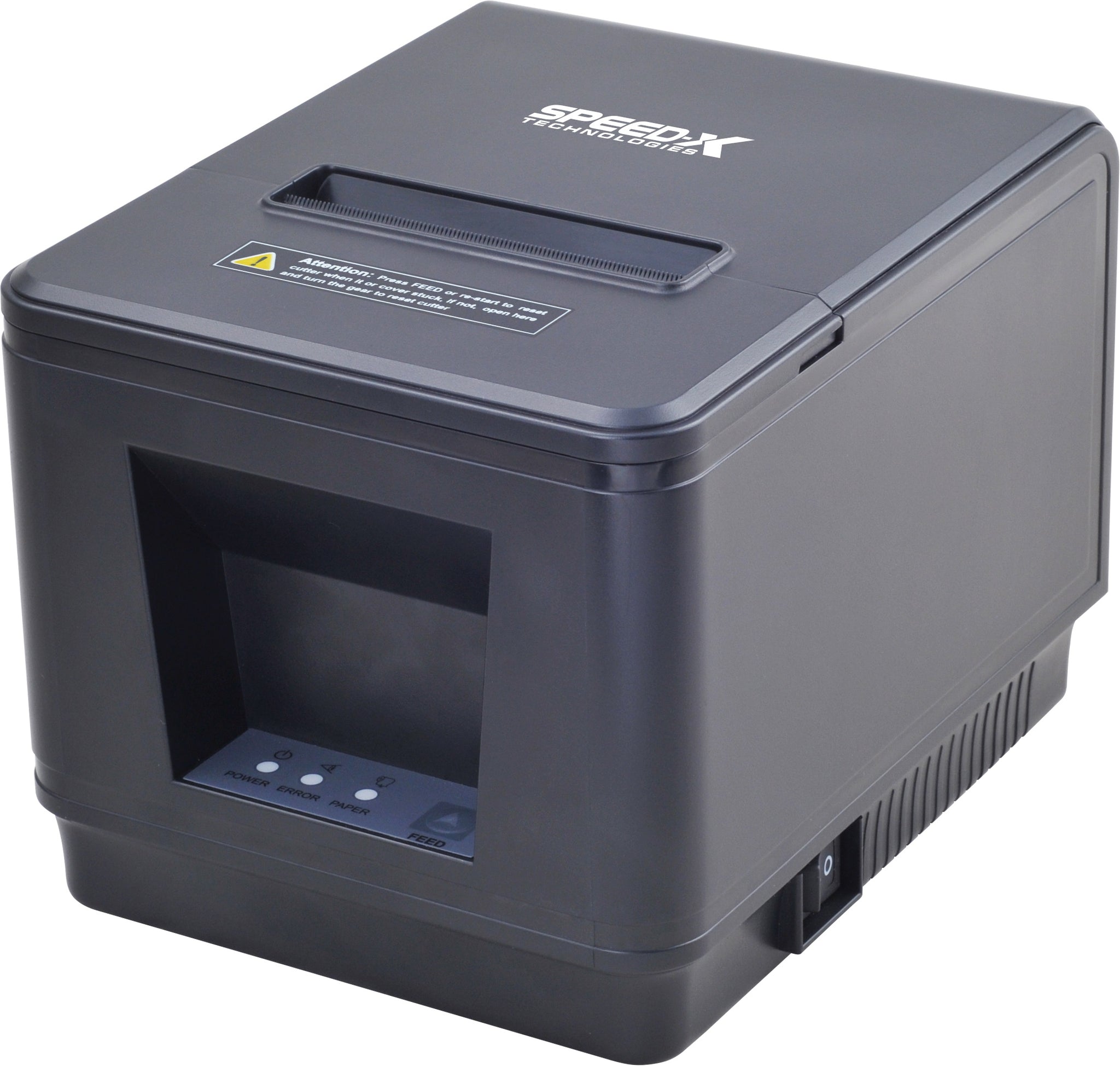 Speed-X 300U 80mm thermal receipt printer with 300mm/s print speed, USB interface, and auto-cutter for POS systems
