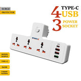 Speed-X 304PUC Premium Portable Power Strip with 3 sockets, 3 USB ports, and Type-C charging for home and office appliances