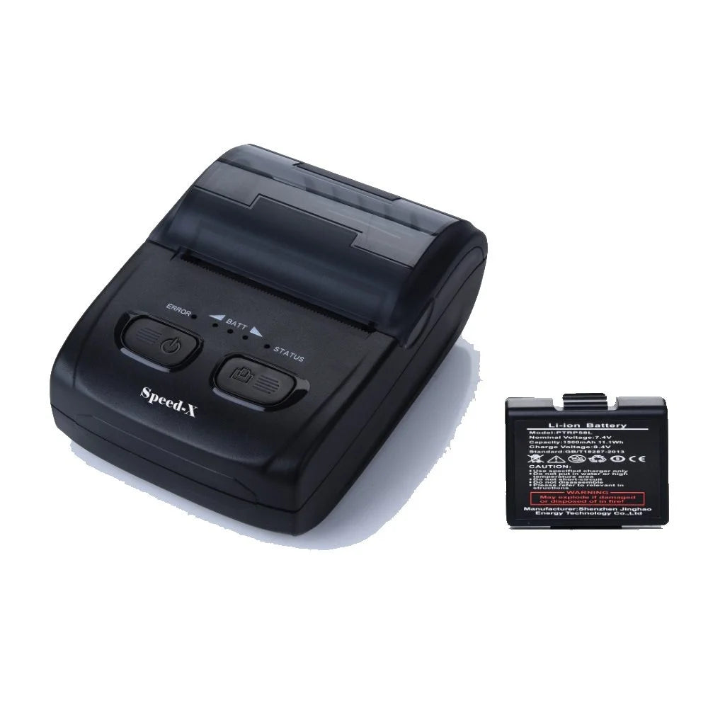 Speed-X BT500M 58mm mini portable thermal receipt printer with Bluetooth and USB connectivity for Android and iOS devices