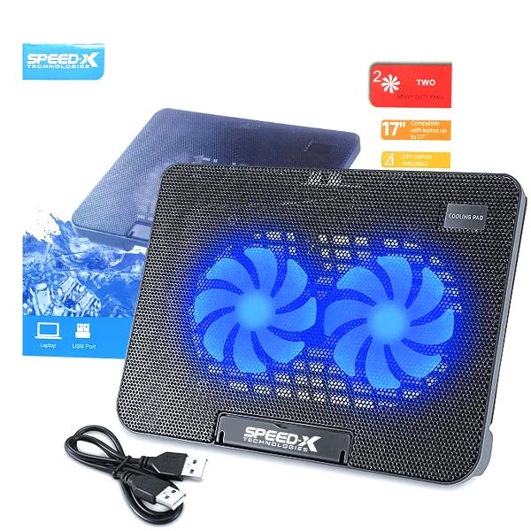 Speed-X N99 dual fan laptop cooling pad and adjustable laptop cooler stand for devices under 17 inches