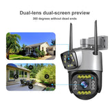 Speed-X SPZ-702 dual lens 4MP outdoor WiFi security camera with full color night vision and PTZ control