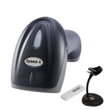 Speed-X 60D wireless 2D barcode scanner with stand, 2.4GHz connectivity, and 1500mAh lithium battery for retail and inventory