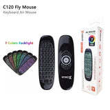 Speedx C120 Rgb 7 Backlight Air Mouse with wireless Qwerty keyboard, 6-axis motion sensing, and rechargeable battery for Smart Tv.