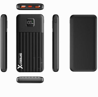 Speedx Sp-s188l 3-in-1 10000mah Fast Charging Power Bank with 22.5w output, dual USB, and LED digital display