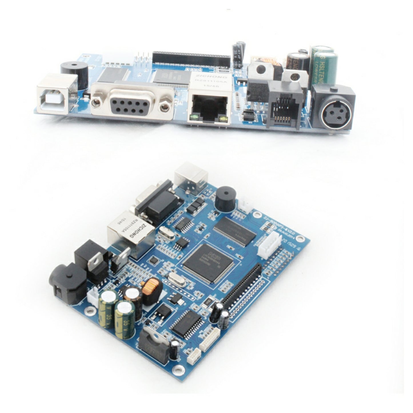 2-Port thermal printer main board PCB kit featuring USB and LAN network ports for POS systems
