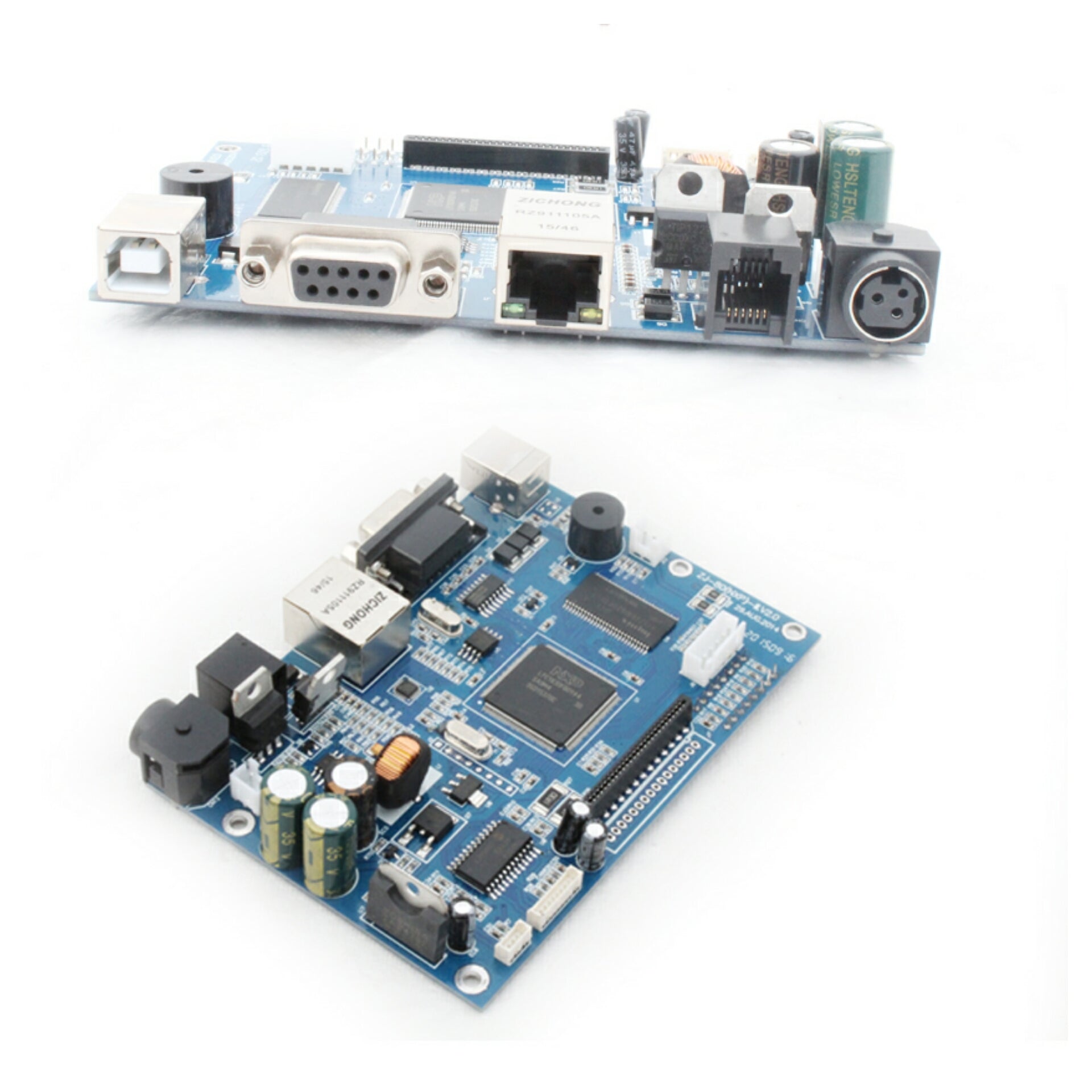 2-Port thermal printer main board PCB kit featuring USB and LAN network ports for POS systems