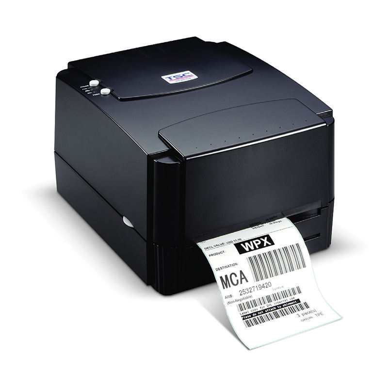 TSC TTP 244 Pro desktop barcode printer with thermal transfer technology and 300m ribbon capacity