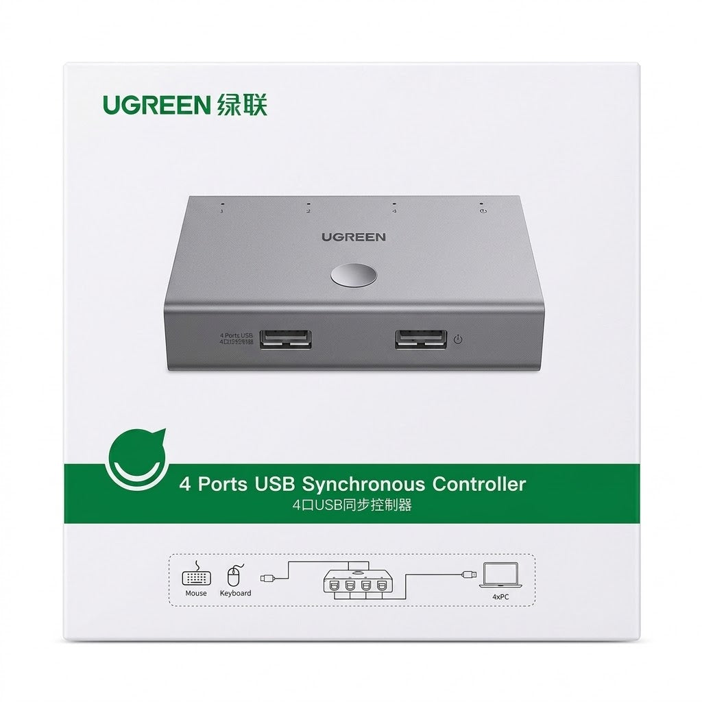 UGREEN CM228 USB 2.0 1-in 4-out hardware synchronous controller box with indicator lamps for multi-PC tracking