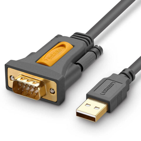 UGREEN CR104 USB to serial port DB9 RS-232 male to male connection wire with gold-plated interface.