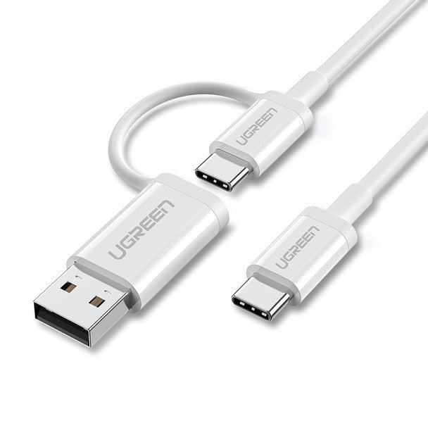 UGREEN US264 (40934) 2-in-1 USB-C and USB-A to USB-C Charging Cable 1M