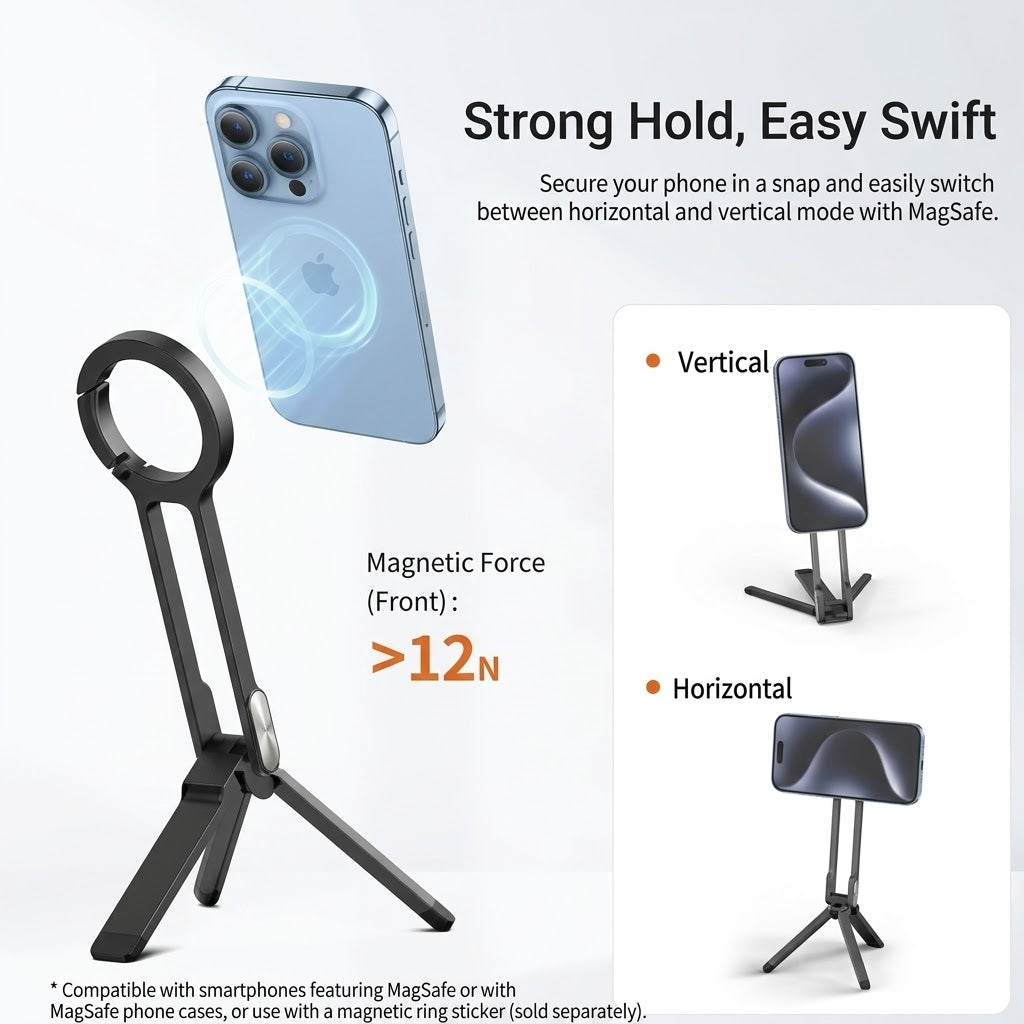 X99 Aluminum Alloy Magnetic Bracket Mini Tripod Portable Phone Holder Stand