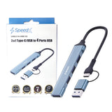 4 Port USB 3.0 Ultra Slim Portable Hub in aluminum alloy, featuring 4 ports for high-speed data transfer and laptop expansion