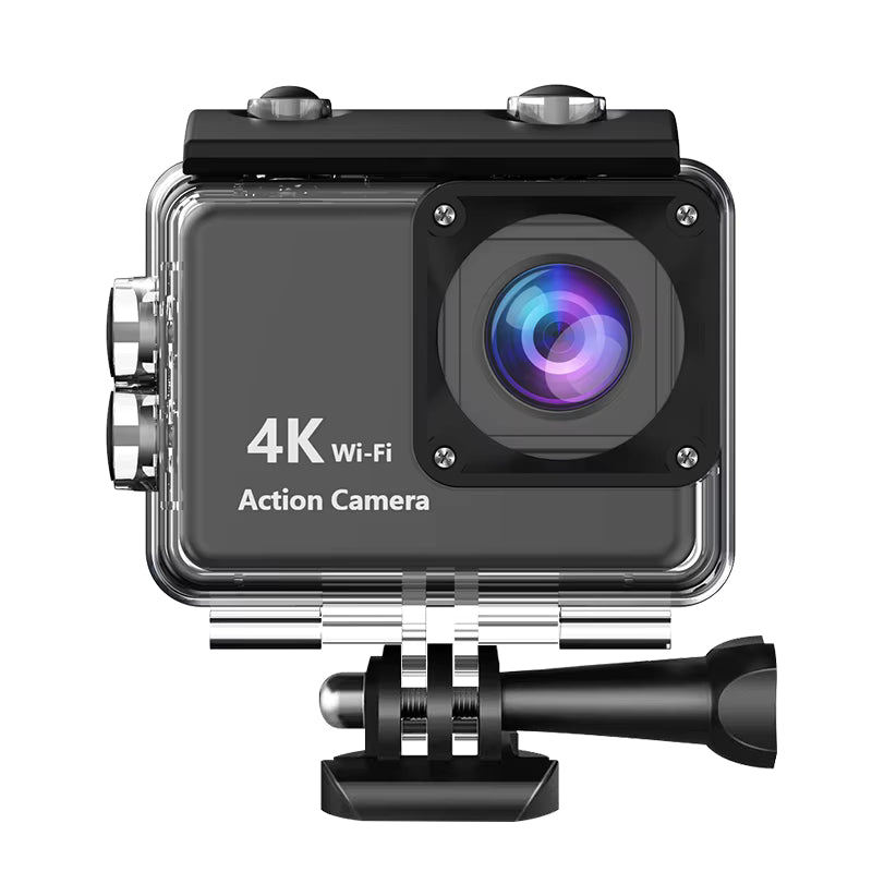 V22 4K Ultra HD mini action camera with waterproof housing and WiFi connectivity