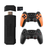X2 Pro 4K retro video game stick with 35,000 games, 64GB storage, and two wired USB controllers