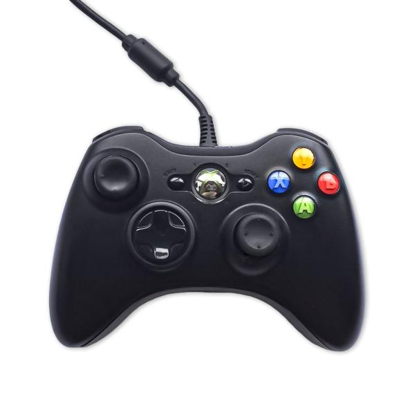 Xbox 360 wired controller in black for Windows PC and Xbox 360 console with vibration feedback