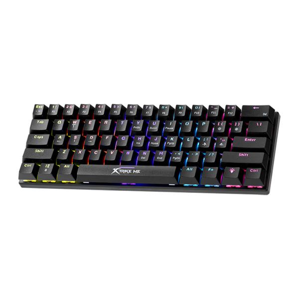Xtrike Me GK-916 mechanical gaming keyboard with 61 keys, rainbow backlight, and compact design