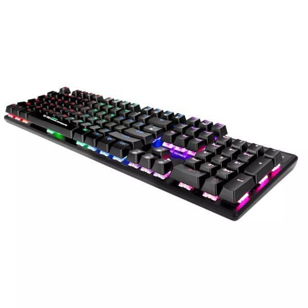 Xtrike Me GK-980 wired mechanical keyboard with blue switches, 104 keys, and rainbow backlighting for gaming and professional productivity
