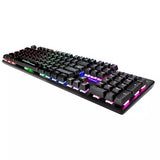 Xtrike Me GK-980 wired mechanical keyboard with blue switches, 104 keys, and rainbow backlighting for gaming and professional productivity