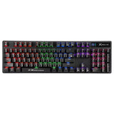 Xtrike Me GK-980 wired mechanical keyboard with blue switches, 104 keys, and rainbow backlighting for gaming and professional productivity