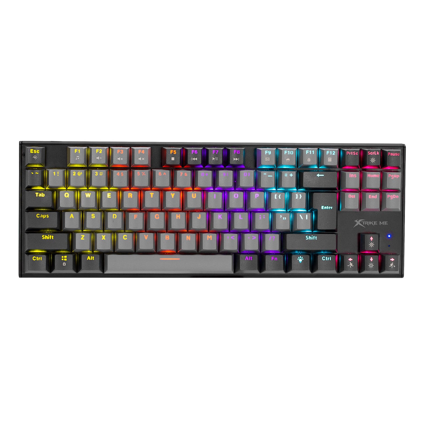 Xtrike Me GK-989 A TKL wired mechanical gaming keyboard featuring anti-ghosting technology, backlighting, and ergonomic compact design