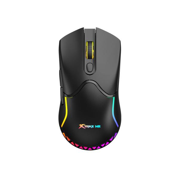 Xtrike Me GW-610 black dual-mode gaming mouse with 8000 DPI, RGB lighting, and 7 programmable buttons