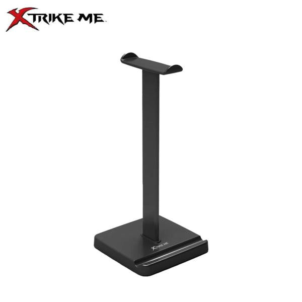 XTRIKE ME HT-08 black headset stand with integrated mobile phone holder and anti-slip base