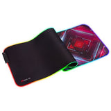 XTRIKE ME MP-606 RGB gaming mousepad with microfiber surface, adjustable illumination modes, and anti-slip rubber base.