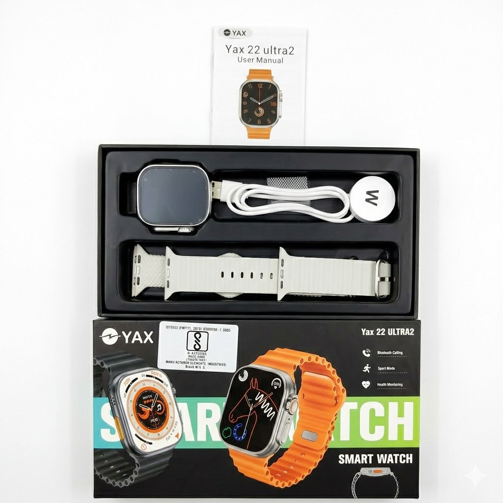 YAX 22 and 32 Ultra 2 Smartwatch with Wearfit Pro App, Bluetooth Calling, and 2 Straps